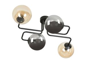 5901738900837 - Emibig Lighting - Emibig brendi Black Globe Multi Arm Semi Flush Deckenleuchte mit Graphit Bernsteinglasschirmen 4x E14