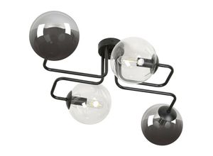 5901738900844 - Emibig Lighting - Emibig brendi Black Globe Multi Arm Halbbündige Deckenleuchte mit klaren graphitfarbenen Glasschirmen 4x E14