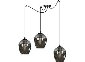 5901738901193 - Emibig Lighting - Emibig level Schwarze Glaskuppel-Cluster-Pendel-Deckenleuchte mit Graphitglasschirmen 3x E27