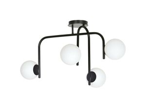 5901738916647 - Emibig Lighting - Emibig kalf Schwarze V2 Globe Deckenleuchte mit weißen Glasschirmen 4x E14