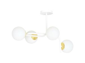 5901738916685 - Emibig Lighting - Emibig ragnar Weiß Gold V1 Globe Deckenleuchte mit weißen Glasschirmen 4x E14