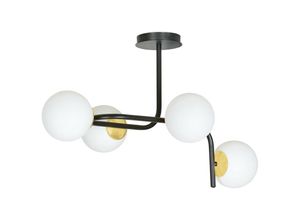 5901738916739 - Emibig Lighting - Emibig ragnar Schwarz Gold V1 Globe Deckenleuchte mit weißen Glasschirmen 4x E14