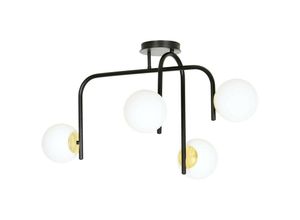 5901738916746 - Emibig Lighting - Emibig ragnar Schwarz Gold V2 Globe Deckenleuchte mit weißen Glasschirmen 4x E14