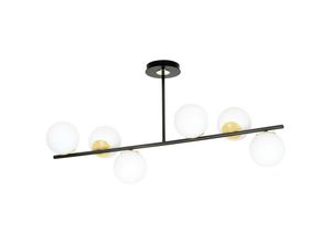 5901738918610 - Emibig Lighting - Emibig floki Kugel-Deckenleuchte in Schwarz Gold mit weißen Glasschirmen 6x E14