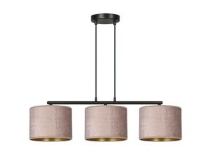 5901738920385 - Emibig Lighting - Emibig hilde Schwarze Balken-Pendel-Deckenleuchte mit rosa Stoffschirmen 3x E27