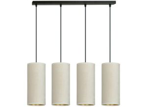 5901738920774 - Emibig Lighting - Emibig bente Schwarze Balken-Pendel-Deckenleuchte mit weißen Stoffschirmen 4x E14