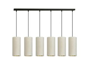 5901738920781 - Emibig Lighting - Emibig bente Schwarze Balken-Pendel-Deckenleuchte mit weißen Stoffschirmen 6x E14