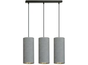 5901738920835 - Emibig Lighting - Emibig bente Schwarze Balken-Pendel-Deckenleuchte mit grauen Stoffschirmen 3x E14