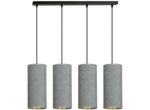 5901738920842 - Emibig Lighting - Emibig bente Schwarze Balken-Pendel-Deckenleuchte mit grauen Stoffschirmen 4x E14