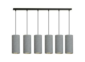 5901738920859 - Emibig Lighting - Emibig bente Schwarze Balken-Pendel-Deckenleuchte mit grauen Stoffschirmen 6x E14