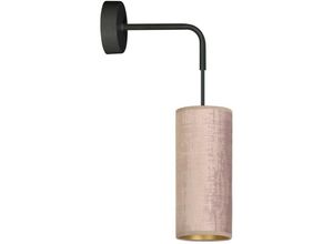 5901738920958 - Emibig Lighting - Emibig bente Schwarze Wandlampe mit Schirm mit rosa Stoffschirmen 1x E14