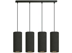 5901738920989 - Emibig Lighting - Emibig bente Schwarze Balken-Pendel-Deckenleuchte mit schwarzen Stoffschirmen 4x E14