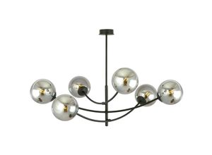 5901738921115 - Emibig Lighting - Emibig hunter Schwarze Globe-Deckenleuchte mit Graphitglasschirmen 6x E14