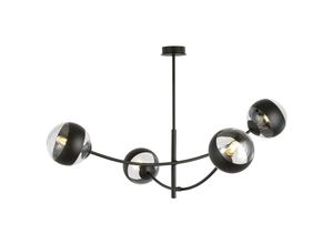 5901738921153 - Emibig Lighting - Emibig hunter Black Globe Multi Arm Halbbündige Deckenleuchte mit klaren schwarzen Glasschirmen 4x E14