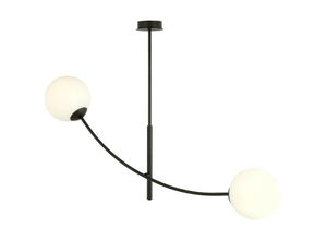 5901738921191 - Emibig Lighting - Emibig hunter Black Globe Multi Arm Halbbündige Deckenleuchte mit weißen Glasschirmen 2x E14