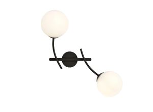 5901738921221 - Emibig Lighting - Emibig hunter Schwarze Globe-Wandlampe mit weißen Glasschirmen 2x E14