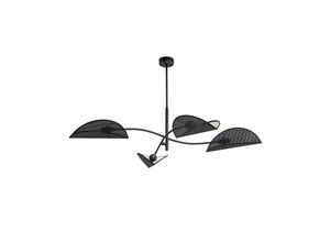 5901738921252 - Emibig Lighting - Emibig lotus Halbbündige Deckenleuchte mit mehreren Armen in Schwarz mit Stoffschirmen in Schwarz und Gold 4x E14