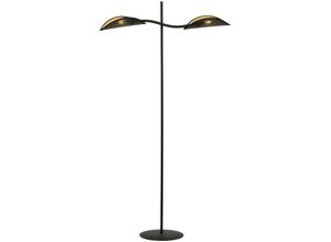 5901738921283 - Emibig Lighting - Emibig lotus Schwarze mehrarmige Stehlampe mit schwarzen goldenen Stoffschirmen 2x E14