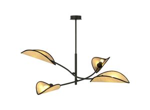 5901738921306 - Emibig Lighting - Emibig lotus Schwarze halbbündige Deckenleuchte mit mehreren Armen und braunen Stoffschirmen 4x E14