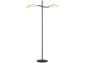 5901738921382 - Emibig Lighting - Emibig lotus Schwarze mehrarmige Stehlampe mit weißen goldenen Stoffschirmen 2x E14