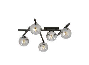 5901738921412 - Emibig Lighting - Emibig smart Schwarze Globe-Deckenleuchte mit Graphitglasschirmen 5x E14