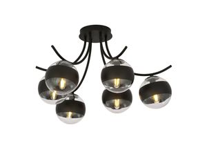 5901738921580 - Emibig Lighting - Emibig boston Schwarze mehrarmige Kugel-Deckenleuchte mit klaren schwarzen Glasschirmen 6x E14