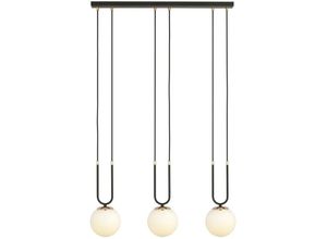 5901738921610 - Emibig Lighting - Emibig glam Schwarze Globe Bar Pendel-Deckenleuchte mit weißen Glasschirmen 3x E14