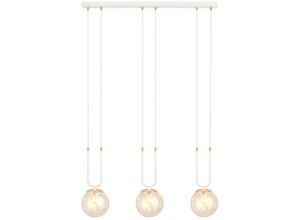 5901738921764 - Emibig GLAM Weiße Globe Bar Pendel-Deckenleuchte mit bernsteinfarbenen Glasschirmen 3x E14