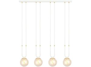 5901738921771 - Emibig Lighting - Emibig glam Weiße Globe Bar Pendel-Deckenleuchte mit bernsteinfarbenen Glasschirmen 4x E14