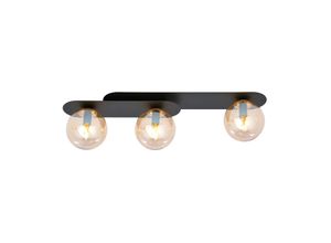 5901738922143 - Emibig Lighting - Emibig plaza Schwarze Kugel-Deckenleuchte mit bernsteinfarbenen Glasschirmen 3x E14