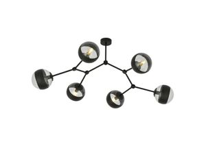 5901738922235 - Emibig Lighting - Emibig space Schwarze Kugel-Deckenleuchte mit klaren schwarzen Glasschirmen 6x E14