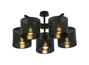 5901738922723 - Emibig Lighting - Emibig jordan Schwarze halbbündige Deckenleuchte mit mehreren Armen und schwarzen Stoffschirmen 5x E27