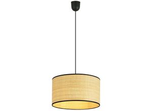 5901738922907 - Emibig Lighting - Emibig aston Zylindrische Pendel-Deckenleuchte im schwarzen Rattan-Design mit braunen Stoffschirmen 1x E27