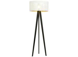 5901738923010 - Emibig Lighting - Emibig aston Schwarze dreibeinige Stehlampe mit weißen goldenen Stoffschirmen 1x E27