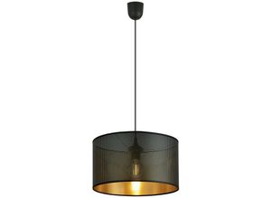 5901738923027 - Emibig Lighting - Emibig aston Schwarze zylindrische Pendel-Deckenleuchte mit schwarzen goldenen Stoffschirmen 1x E27