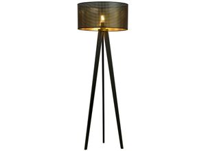 5901738923058 - Emibig Lighting - Emibig aston Schwarze dreibeinige Stehlampe mit schwarzen goldenen Stoffschirmen 1x E27