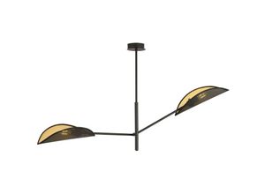 5901738923201 - Emibig Lighting - Emibig vene Halbbündige Deckenleuchte mit mehreren Armen in Schwarz mit Stoffschirmen in Schwarz und Gold 2x E14