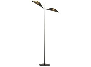 5901738923249 - Emibig Lighting - Emibig vene Schwarze mehrarmige Stehlampe mit schwarzen goldenen Stoffschirmen 2x E14