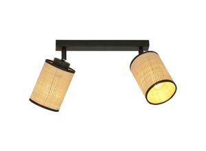 5901738923485 - Emibig Lighting - Emibig yoga Schwarzer Doppel-Deckenstrahler mit braunen Stoffschirmen 2x E14