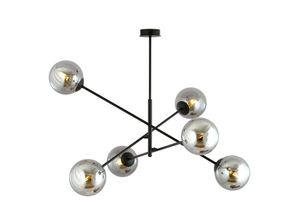 5901738923546 - Emibig Lighting - Emibig linear Schwarze mehrarmige Pendel-Deckenleuchte mit Graphitglasschirmen 6x E14