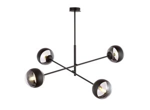 5901738923638 - Emibig Lighting - Emibig linear Schwarze mehrarmige Pendel-Deckenleuchte mit klaren schwarzen Glasschirmen 4x E14