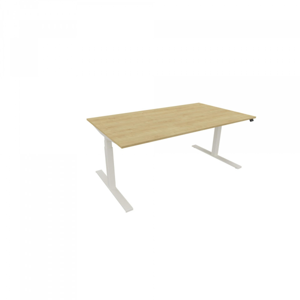 5901747098587 - Schreibtisch eModel 30 810073671 elektrisch höhenverstellbar 65-131cm (H) 180x100cm (BxT) rechteckig hamilton oak   weiß 5