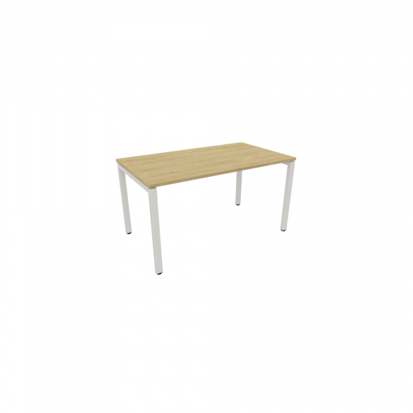 5901747153668 - Schreibtisch 810074471 Rohr in Rohr-System 64-86cm (H) 140x80cm (BxT) rechteckig hamilton oak   weiß 5901747153668 Nowy Sty