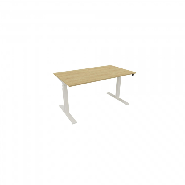 5901747153866 - Schreibtisch eModel 30 810064071 elektrisch höhenverstellbar 65-130cm (H) 140x80cm (BxT) rechteckig hamilton oak   weiß 59