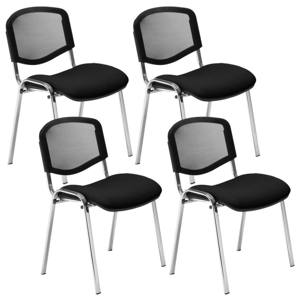 5901747156492 - Besucherstuhl Iso Ergo Mesh schwarz   chrom ohne Armlehnen 4-Fuß-Gestell 5901747156492 4 Stück