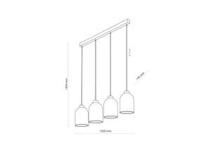 5901780556280 - Glas-Hängeleuchte Satipo vierflammig transparent