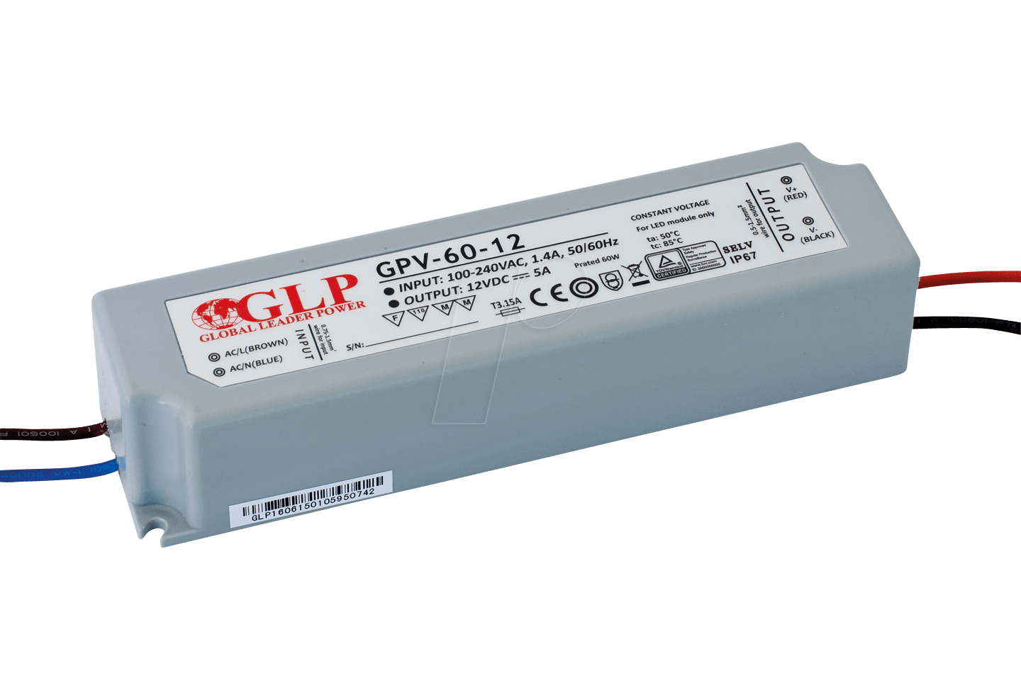 5901885204017 - Global Leader Power - Außeneinsatz Netzteil 24V dc - 60W - IP67 - glp