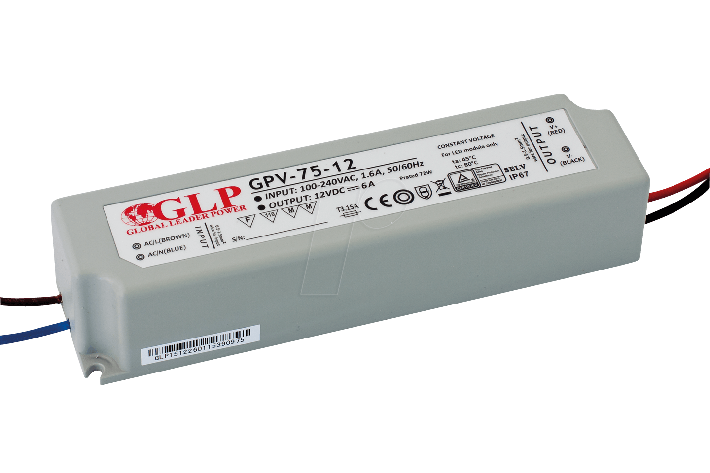 5901885208244 - Global Leader Power - Außeneinsatz Netzteil 24V dc - 75W - IP67 - glp