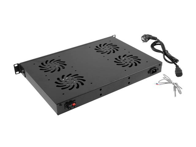 5901969418019 - AK-1503-B Horizontal Ventilation Panel 1U 230V with LCD with 4 fans + thermostat designed for 19 cabinet