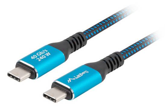 5901969441857 - LANBERG KABEL USB-C M M USB4 15M 240W 8K 60HZ SCHWARZ BLAU 5901969441857 - LANBERG KABEL USB-C M M USB4 15M 240W 8K 60HZ SCHWARZ BLAU